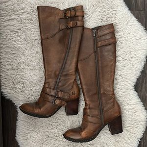Leather knee high boots